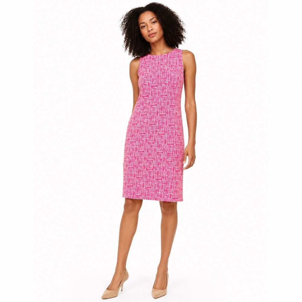 J.McLaughlin Shift Dress Catalina Cloth Pink Geometric Preppy Coastal Womens M
